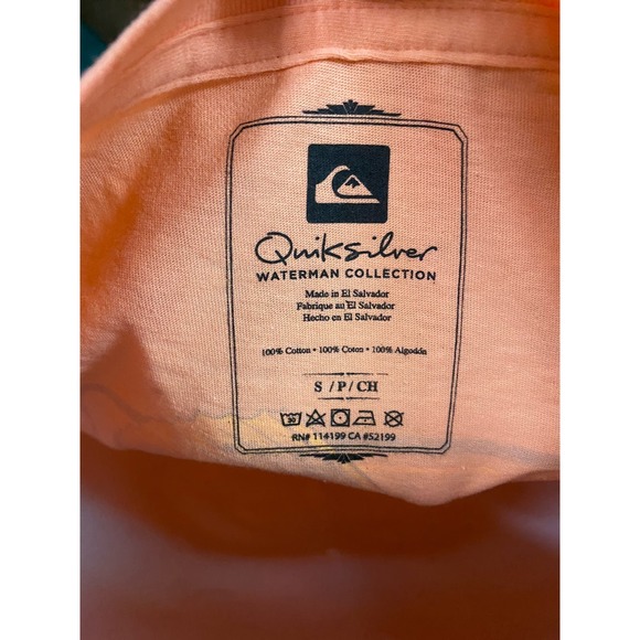 NWT Quiksilver Men's Small Orange T Shirt Waterman Collection Mahi Mahi - Picture 7 of 10